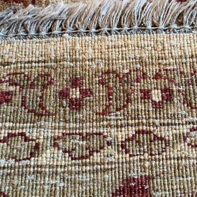 Beautiful Hand Woven Tan and Burgandy European Traditional Area Rug