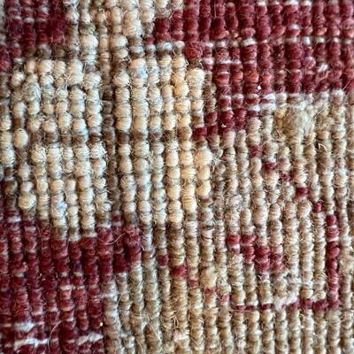 Beautiful Hand Woven Tan and Burgandy European Traditional Area Rug