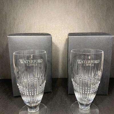 Waterford Crystal Pair of Diamond Iced Beverage Glasses with boxes