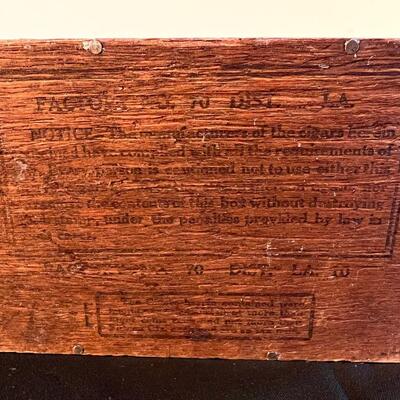 Antique Cigar Box Wood with Silver Tone Metal Fish