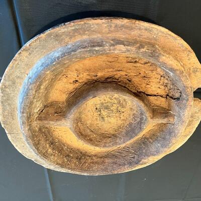 Carved Wood Antique Tribal Carved Vessel feat Animals