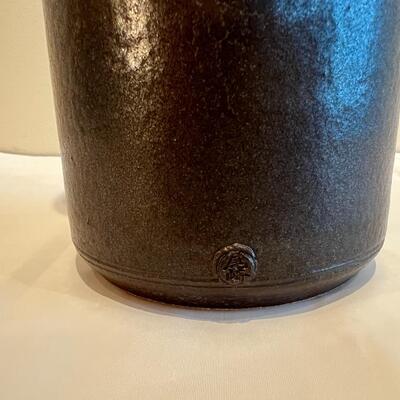 Antique Chinese Stamped Deep Brown Black Glazed Vase