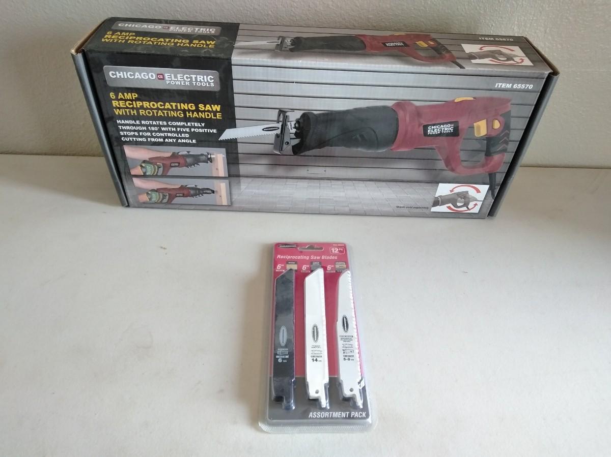 LOT 169 NEW CHICAGO ELECTRIC RECIPROCATING SAW WITH BLADES