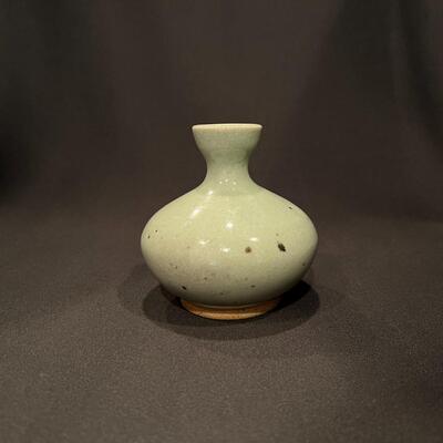 Antique Chinese Celadon Small Glazed Porcelain Stamped Vase