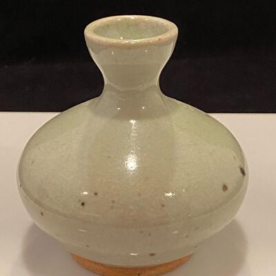 Antique Chinese Celadon Small Glazed Porcelain Stamped Vase