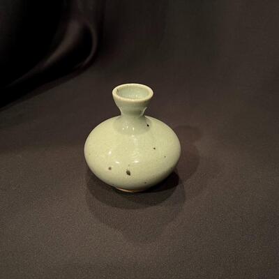 Antique Chinese Celadon Small Glazed Porcelain Stamped Vase
