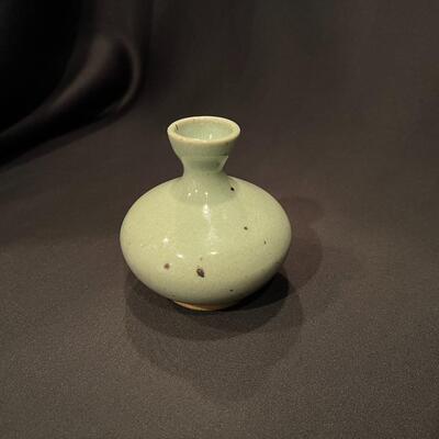 Antique Chinese Celadon Small Glazed Porcelain Stamped Vase