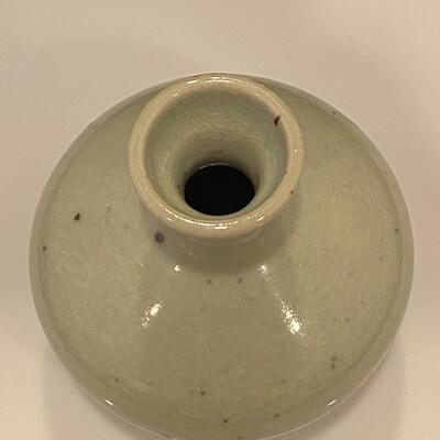 Antique Chinese Celadon Small Glazed Porcelain Stamped Vase