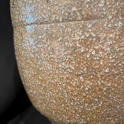 Antique Chinese Glazed Pottery Jar with Speckled Tan Glaze and Signed