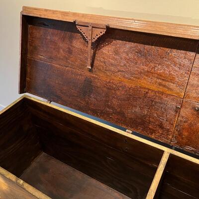 Gorgeous Large Antique 19th Century European Hand Painted Wood Linen Chest