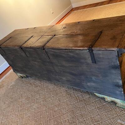 Gorgeous Large Antique 19th Century European Hand Painted Wood Linen Chest