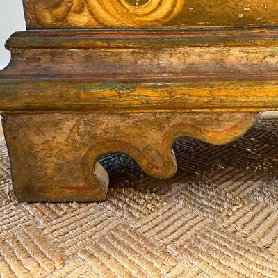 Gorgeous Large Antique 19th Century European Hand Painted Wood Linen Chest