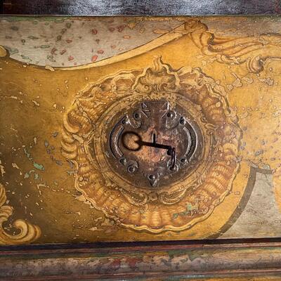 Gorgeous Large Antique 19th Century European Hand Painted Wood Linen Chest