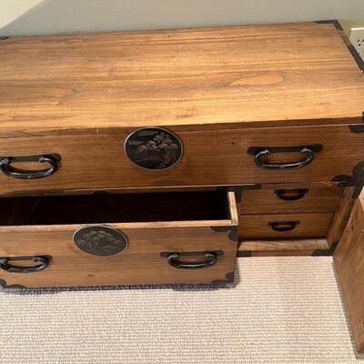 Pair of Antique Japanese Tansu Two Drawer Chests