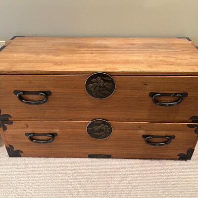 Pair of Antique Japanese Tansu Two Drawer Chests