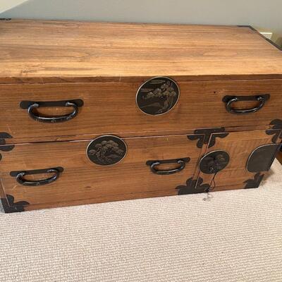 Pair of Antique Japanese Tansu Two Drawer Chests