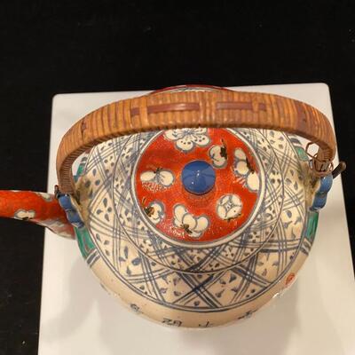 Hand Painted Asian Glazed Porcelain Teapot