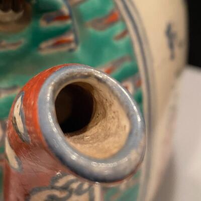 Hand Painted Asian Glazed Porcelain Teapot