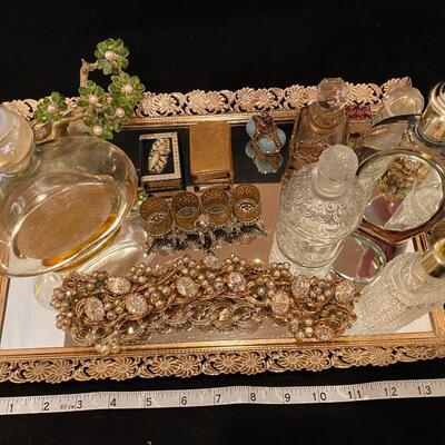 Fabulous Lot of Vintage Perfume Bottles Cosmetics and Costume Jewelry
