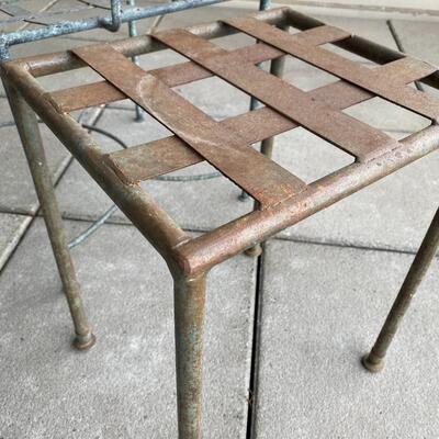 Outdoor Black Metal Chair and Side Table