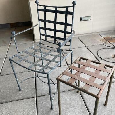 Outdoor Black Metal Chair and Side Table