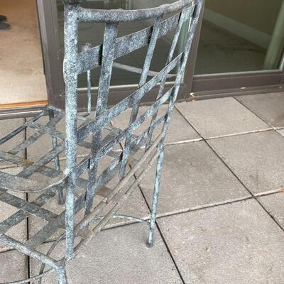 Outdoor Black Metal Chair and Side Table