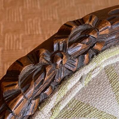 Beautiful Antique Carved Wood Armchair with Updated Upholstery