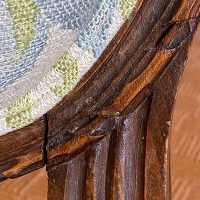 Beautiful Antique Carved Wood Armchair with Updated Upholstery