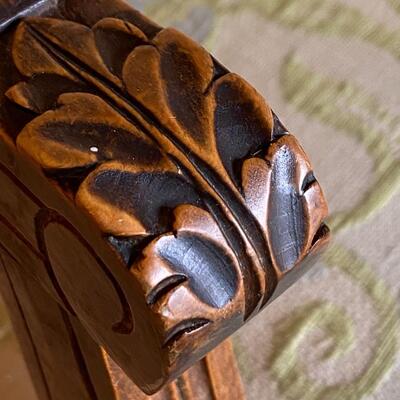 Beautiful Antique Carved Wood Armchair with Updated Upholstery