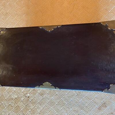 Antique Asian Dark Wood and Silver Tone Metal Detail Trunk