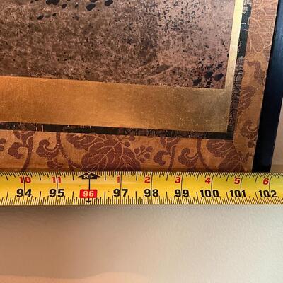 Large Antique Japanese 6 Panel Framed Hand Painted Scroll
