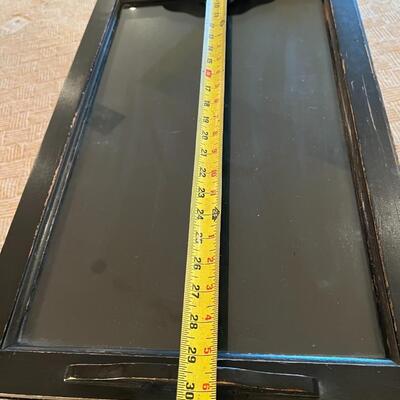 Antique Victorian Style Black Wood Expandable Bar Cart with Glass Tray