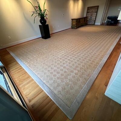 Extra Large Fine Quality Almar Carpets Wool and Jute Tan Area Rug 26 x 13 Ft
