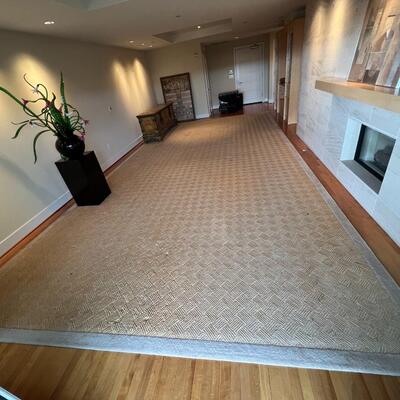 Extra Large Fine Quality Almar Carpets Wool and Jute Tan Area Rug 26 x 13 Ft
