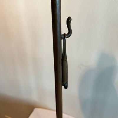 Pair of Tall Vintage Metal Candlesticks with Accessories