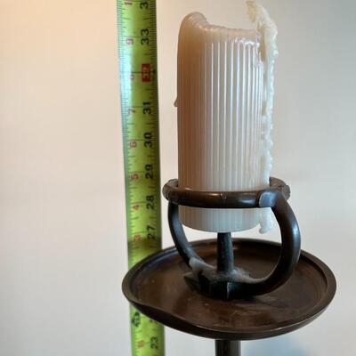 Pair of Tall Vintage Metal Candlesticks with Accessories