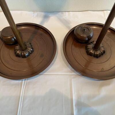 Pair of Tall Vintage Metal Candlesticks with Accessories