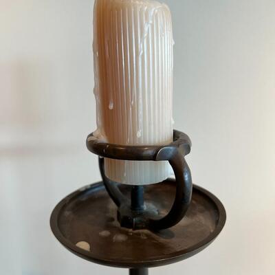 Pair of Tall Vintage Metal Candlesticks with Accessories