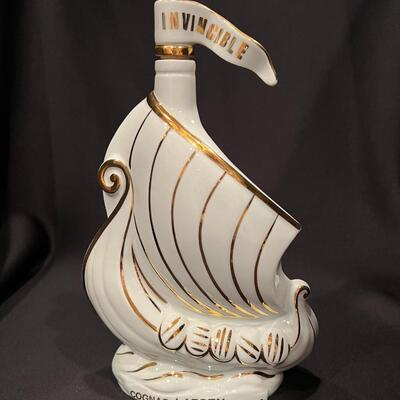 Vintage Limoges Invincible Larsen France Cognac Porcelain Bottle