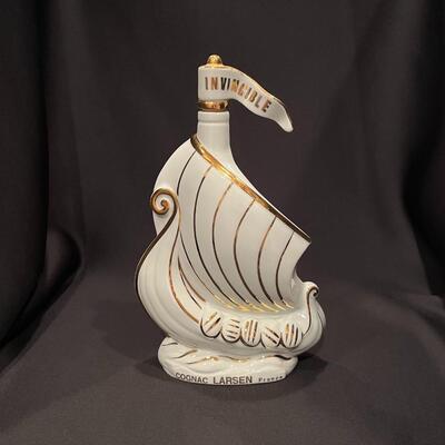 Vintage Limoges Invincible Larsen France Cognac Porcelain Bottle