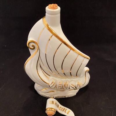 Vintage Limoges Invincible Larsen France Cognac Porcelain Bottle