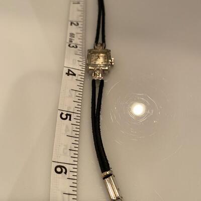Antique Gruen Precision 14K White Gold Watch on Black Leather Double Strand Band