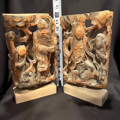 Antique Chinese Carved Wood on Stands