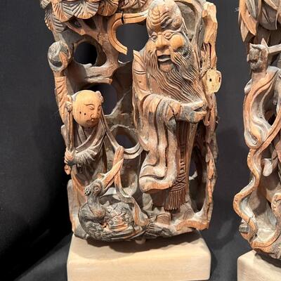 Antique Chinese Carved Wood on Stands