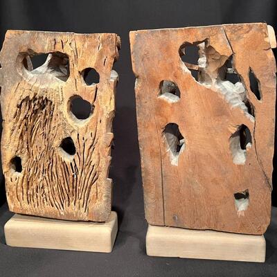 Antique Chinese Carved Wood on Stands