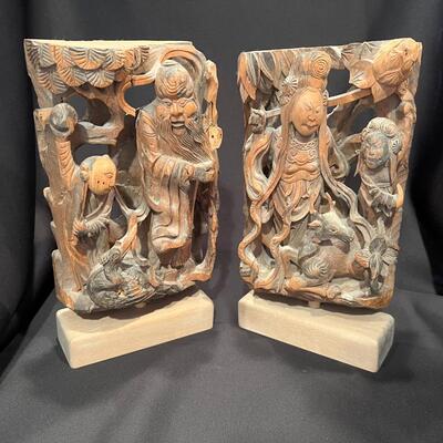 Antique Chinese Carved Wood on Stands