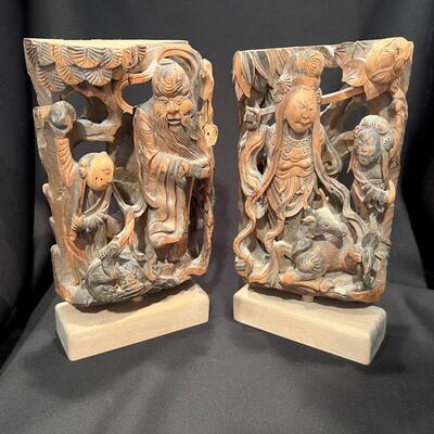 Antique Chinese Carved Wood on Stands