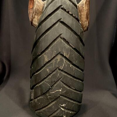 Vintage Carved Wood Head of Animal Statue Signed JFT