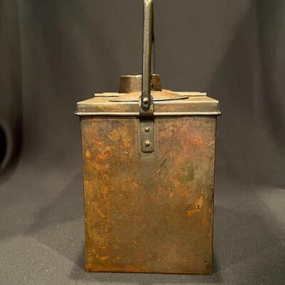 Antique Metal Japanese Sake Warmer Container with Handle