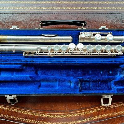 Antique W.T. Armstrong Silver Plated Flute in Original Case